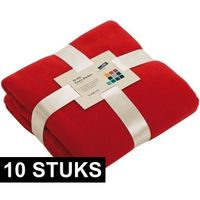 10x Fleece dekens/plaids rood 130 x 170 cm - thumbnail