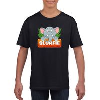 T-shirt zwart voor kinderen met Slurfie de olifant