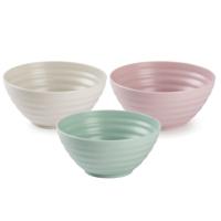 Plasticforte onbreekbaar servies kommetjes - 12x stuks - groen/roze/beige - kunststof - 14 x 6.5 cm