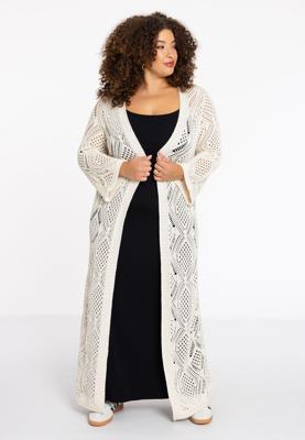 Yoek Cardigan crochet LOUNGE | Beige | Maat 50/52