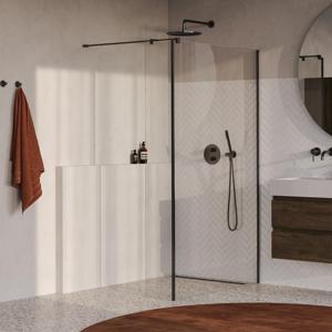 BRAUER Oblivion Inloopdouche - 120x200cm - 30cm zijwand - glascoating - helder glas - geborsteld gunmetal PVD GS-OBI2H12030200GM