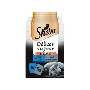 Sheba Délices Du Jour Tonijn & Kabeljauw in Saus - 6 x 50 g