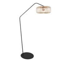 Steinhauer VloerlampZig-Zag zwart met bamboe kap Ø 50cm - 4250ZW