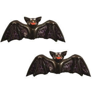 Set van 2x stuks opblaasbare horror griezel vleermuis zwart 130 cm