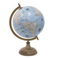 Clayre & Eef Wereldbol 22x33 cm Blauw Hout Metaal Globe Blauw Globe - thumbnail