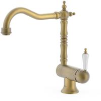 Keukenkraan Tres Clasic | Opbouw | 360° Draaibaar | Mengkraan | 1-hendel | Vintage | Messing mat