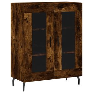 The Living Store Dressoir Classic - Gerookt Eiken - 69.5 x 34 x 90 cm - Glas Bevat opbergruimte