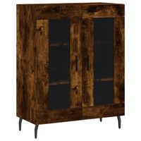 The Living Store Dressoir Classic - Gerookt Eiken - 69.5 x 34 x 90 cm - Glas Bevat opbergruimte - thumbnail