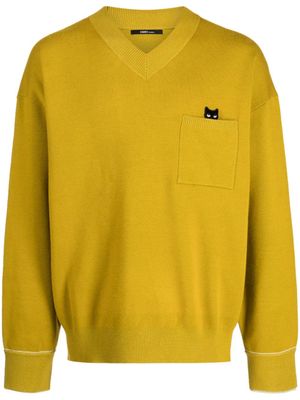 ZZERO BY SONGZIO pull Trace Pocket Panther à col v - Vert