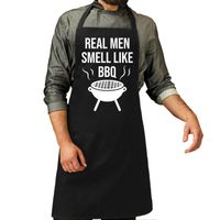 Real men smell like bbq barbeue / keuken schort zwart voor heren - Feestschorten - thumbnail