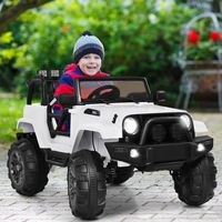 Elektrische Jeep 12 V Kinderauto met 2, 4 G Afstandsbediening Elektrische Auto met Muziek Wit - thumbnail