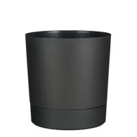 Mica Decorations Bloempot Coco - met onderschaal - antraciet - H30 x D28 cm - kunststof - buiten