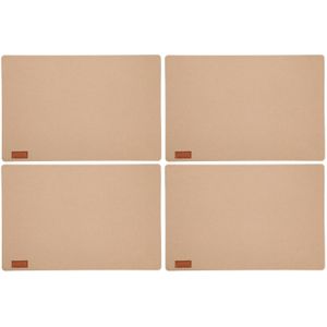 12x stuks rechthoekige placemats met ronde hoeken polyester beige 30 x 45 cm