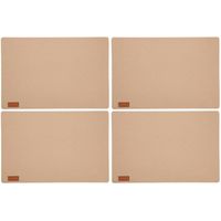 12x stuks rechthoekige placemats met ronde hoeken polyester beige 30 x 45 cm