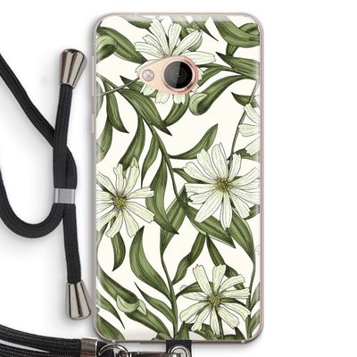 Wit bloemenpatroon: HTC U Play Transparant Hoesje met koord