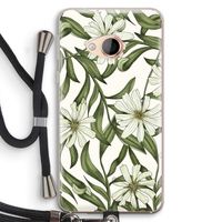 Wit bloemenpatroon: HTC U Play Transparant Hoesje met koord