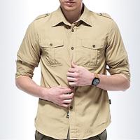 Voor heren Overhemd Zomer overhemd Overhemd met knopen Normaal shirt Werkhemden Zwart khaki Lange mouw Effen Revers Feestdagen Vakantie Voorvak Kleding Modieus Casual Comfortabel Lightinthebox - thumbnail