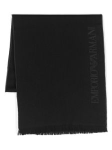 Emporio Armani écharpe en laine à logo intarsia - Noir