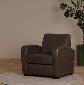 Leren fauteuil Kindly - Granada leer Ash - Hout bruin