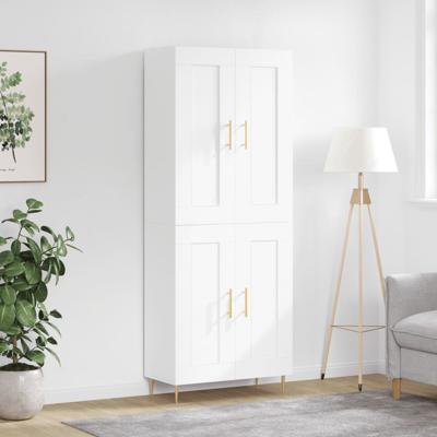 Hoge kast 69,5x34x180 cm bewerkt hout wit