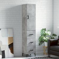 Hoge kast 34,5x34x180 cm bewerkt hout betongrijs
