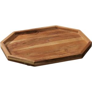 Kaarsenbord/decoratie dienblad - mangohout - 33 x 25 x 2 cm - achthoek - serveerschaal