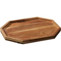 Kaarsenbord/decoratie dienblad - mangohout - 33 x 25 x 2 cm - achthoek - serveerschaal