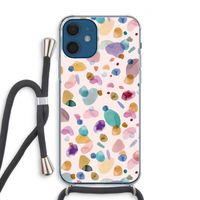 Terrazzo Memphis Pink: iPhone 12 Transparant Hoesje met koord