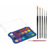 Hobby waterverf/aquarelverf 24 kleuren met 6x stuks penselen