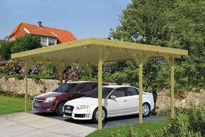 Tuindeco | Carport Dubbel 500 x 600 met PVC Dakplaten | Groen Geïmpregneerd