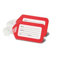 Kofferlabel/adres en info bagagelabel kunststof - Set van 2x stuks - rood - 5 x 8 cm