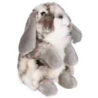 Living Nature konijn knuffel - grijs - pluche - 19 cm - speelgoed