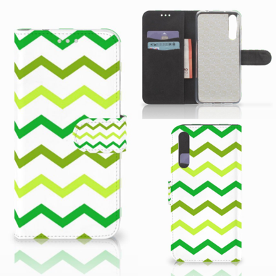 Huawei P20 Pro | Telefoon Hoesje | Zigzag Groen | Portemonnee hoesje