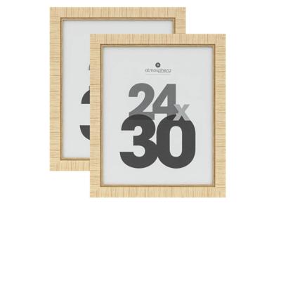 Atmosphera Fotolijstje - 2x - voor 24 x 30 cm foto - beige - mdf/glas - ornament frame 29 x 35 cm