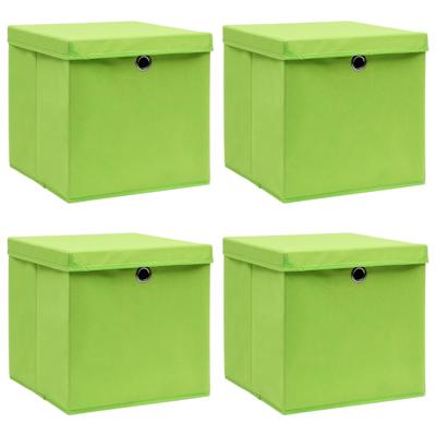 VidaXL Opbergboxen met deksel 4 st 32x32x32 cm stof groen