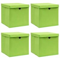 VidaXL Opbergboxen met deksel 4 st 32x32x32 cm stof groen