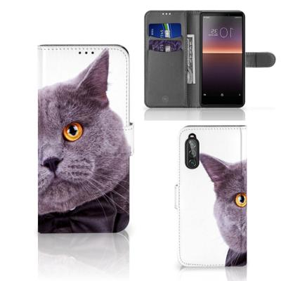 Sony Xperia 10 II | Telefoonhoesje | Met pasjeshouder | Kat
