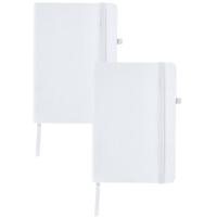 Notitieboekje / opschrijfboekje A5 - 2x - wit - 15 x 21 cm - harde kaft