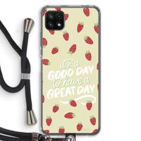 Don't forget to have a great day: Samsung Galaxy A22 5G Transparant Hoesje met koord