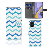 Samsung Galaxy A51 Telefoon Hoesje Zigzag Blauw