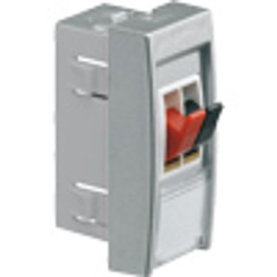 Luidsprekeraansluiting wit met rood zwarte klemmen aluminium look WS290T