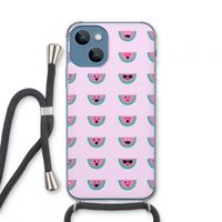 Smiley watermeloenprint: iPhone 13 mini Transparant Hoesje met koord