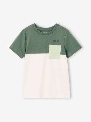 Colorblock jongensshirt met korte mouwen engels groen Colorblock jongensshirt met korte mouwen engels groen