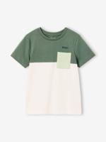 Colorblock jongensshirt met korte mouwen engels groen