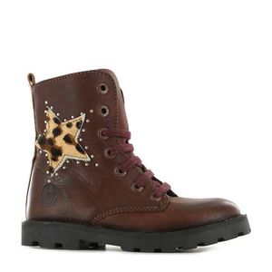 Shoesme TA21W024-A leren veterboots met studs bordeaux/bruin