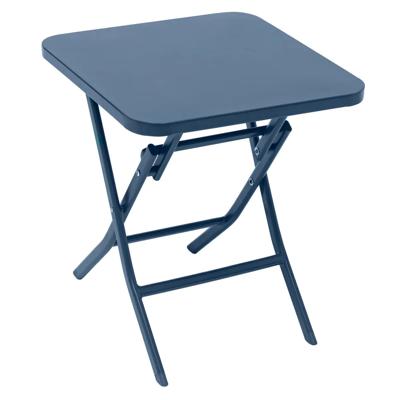 Bijzettafel/tuin tafel Oase - metaal - blauw - 40 x 40 x 45 cm - voor buiten - inklapbaar