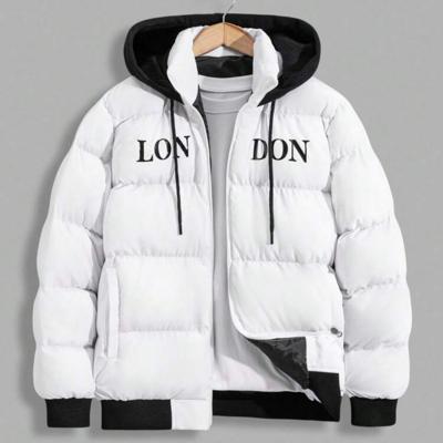 Bon&Bon Heren Winterjas met Capuchon - Warme Puffer Jas Zwart/Wit S (36