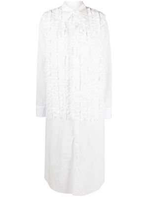 Christopher John Rogers robe-chemise volantée à coupe longue - Blanc