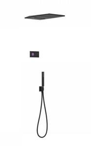 Tres Shower Technology elektronische inbouwthermostaat met regendouche 28x55cm en handdouche mat zwart