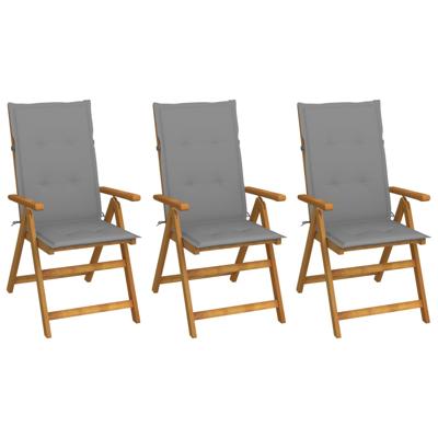 Tuinstoelen 3 st inklapbaar met kussens massief acaciahout
